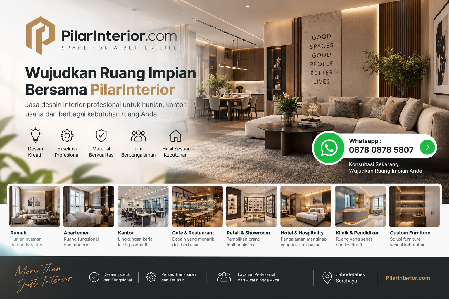 Jasa Interior Kamar Hotel dengan custom furniture dan desain profesional